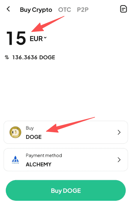 第二步:如何在WEEX上用欧元买入DOGE?应用程序版本